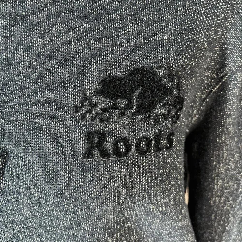 Roots Men's Black White Original Half Zip Sweatshirt Jacket Beaver Size M